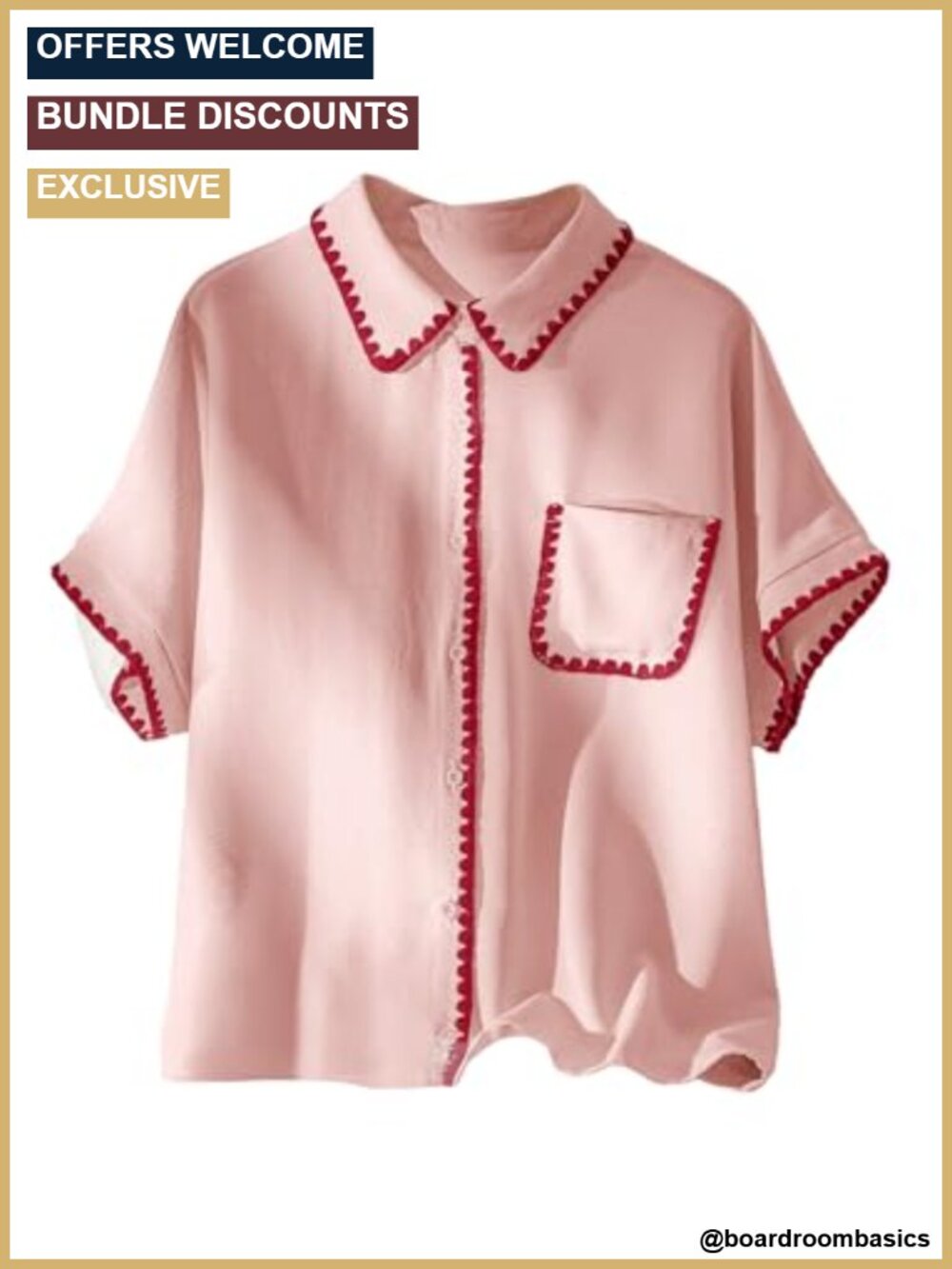 Women's Plus Size Button Down Blouse Short Sleeve Office Top